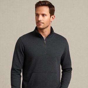 Robert Barakett Hobart LS Half Zip Pullover – Dark Caspian – Size XL